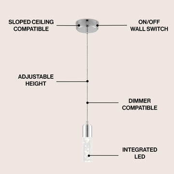 Bolha 4.75" Bubble Acrylic/Iron Modern Minimalist Integrated LED Pendant